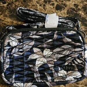 Lug Quilted Crossbody Bag - Black and White Floral